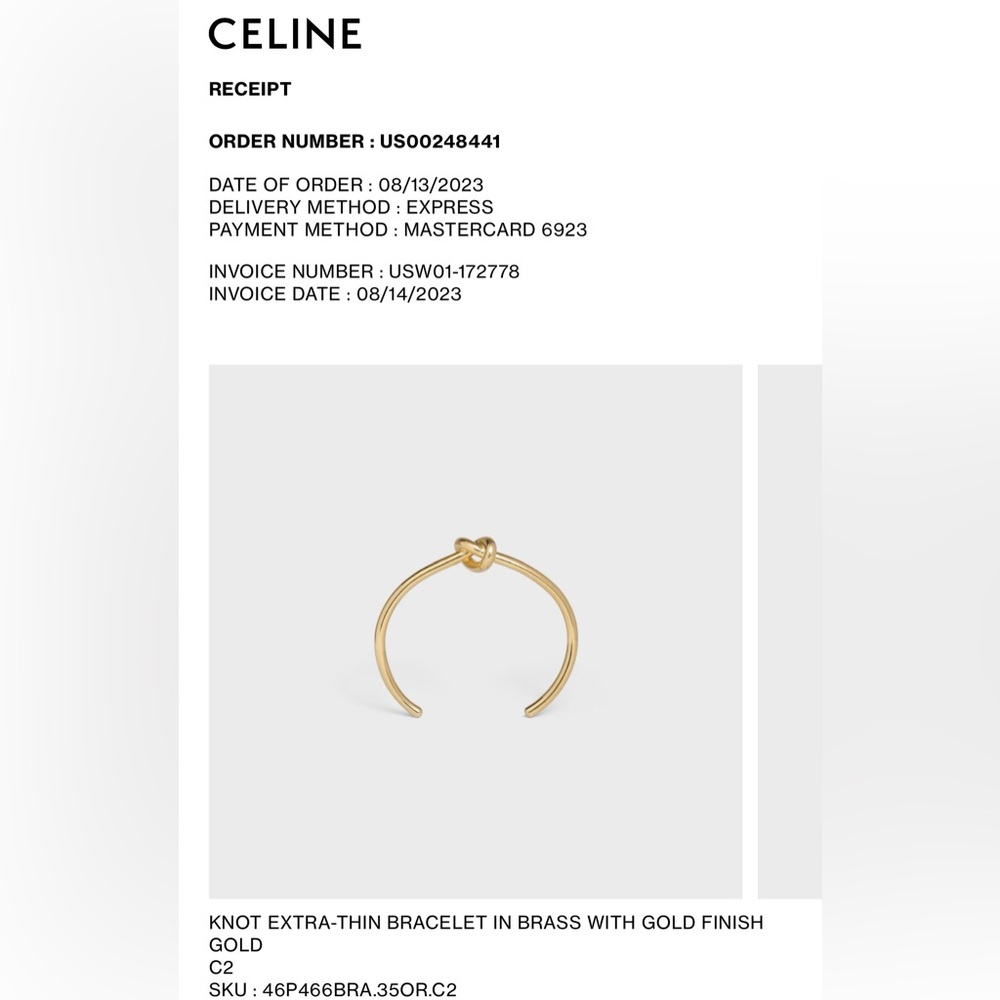 Celine Extra-Thin Knot Bracelet - Picture 11 of 11